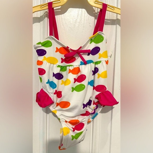 Pink Platinum Other - NEW! Pink Platinum White/Multi Colored Fish Baby One Piece Swimsuit Sz 12 Months